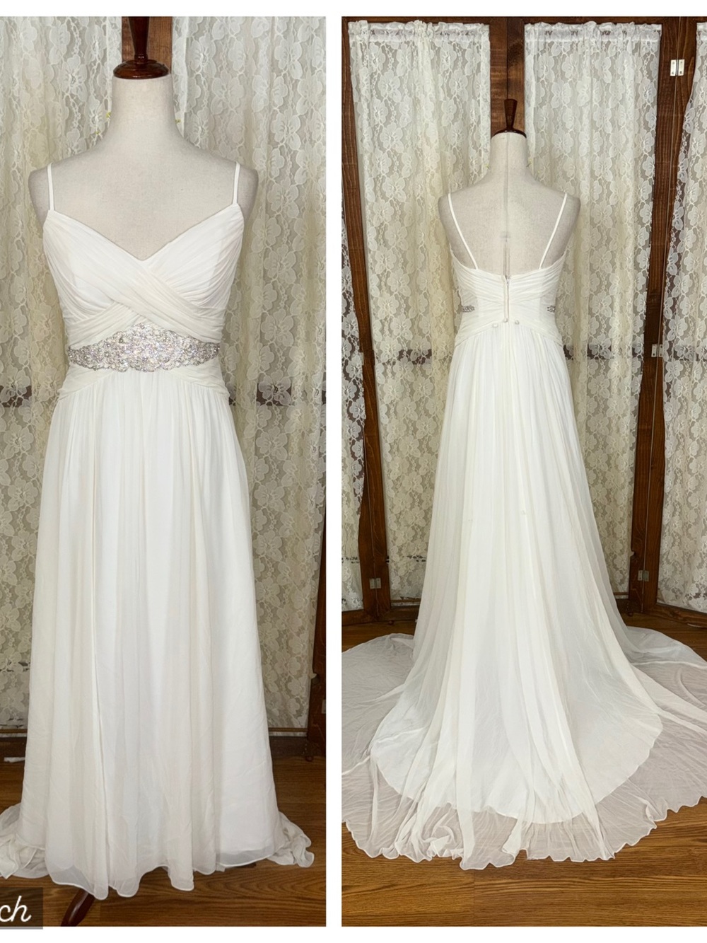 Beautiful David’s Bridal Simple Chiffon Wedding Gown